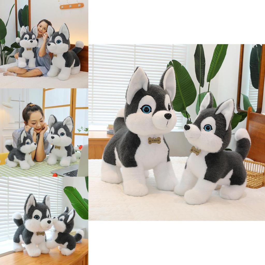 Adorable Siberian Husky Plush Toy For Kids Soft Stuffed Animal Companion In Gray Color