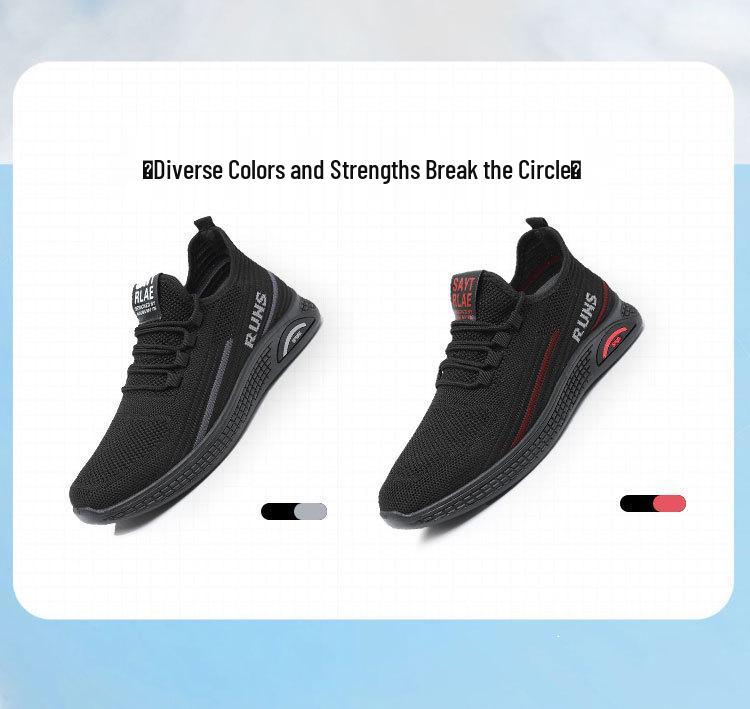 Men's Breathable Fly-knit Flat Shoes - Non-slip, Casual Sneakers for Spring & Autumn, Ideal for Middle-aged & Elderly