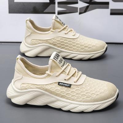 Summer Breathable Men's Shoes Sports Shoes Casual Running Shoes Fly-woven Mesh Non-slip Comfortable Versatile Dad Shoes