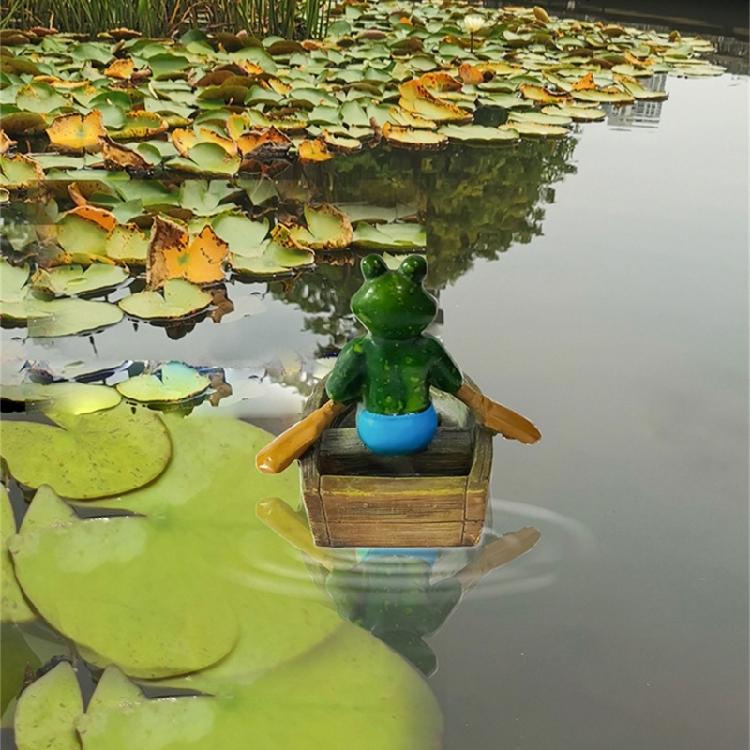 Unique Floating Turtles Frogs Sculpture With Rowing Theme Decorative Ornament For Outdoor Fountains Or Indoor Vignettes