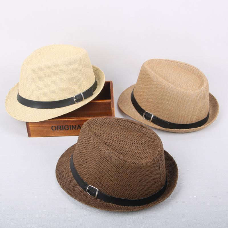 Parent-child Sun Hat Summer Sun Hat Men's Straw Sun Hat Children's British Top Hat Performance Jazz Hat