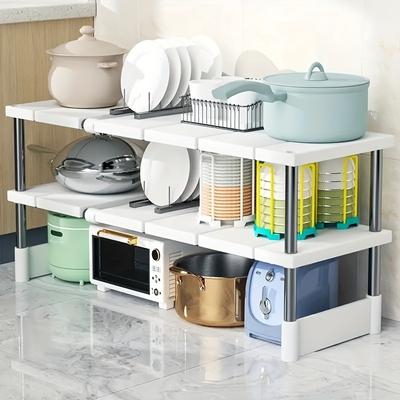 Verstellbares Unterschrank-Lagerregal, Erweiterbarer Küchen- und Badezimmerschrank-Organizer, Langlebiger, platzsparender Mehrschicht-Topfhalter