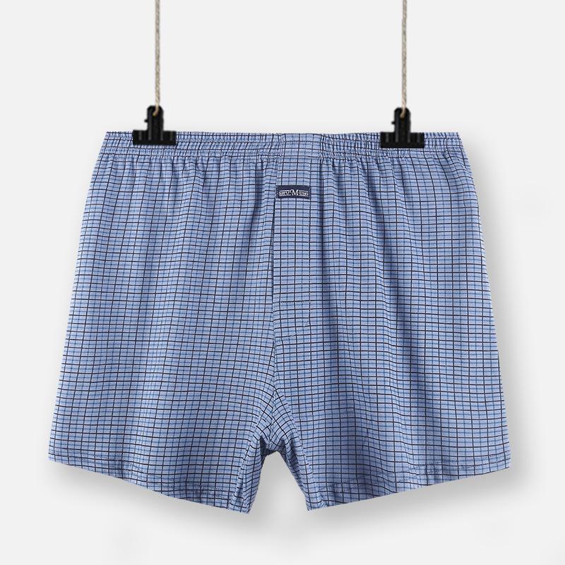 Aro Men's Plus Size High Waist Pure Cotton Plaid Boxer Shorts
