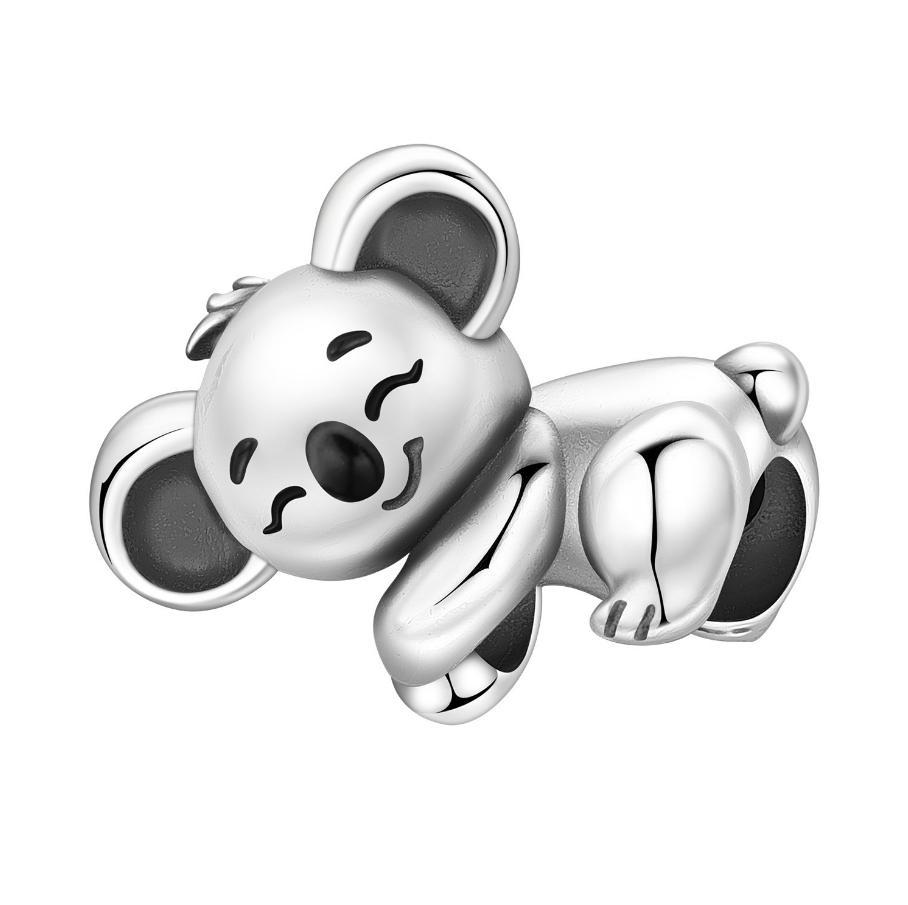 S925 Silver Cute Animal Panda Raccoon Koala Elephant Beaded Bracelet DIY Jewelry Charm Beads Accessories
