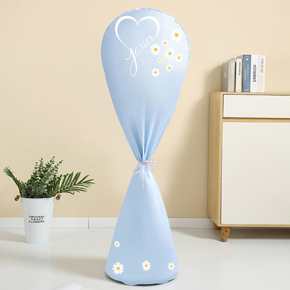 Copri ventilatore in tessuto grigio con stampa floreale a cartoni animati e chiusura con coulisse