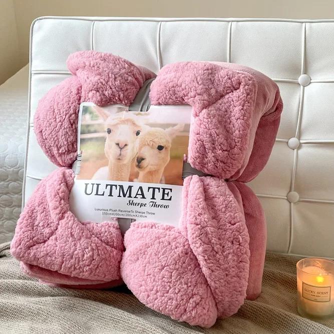 Fashion Best-selling Lamb Wool Blanket Solid Color Thickened Blanket Lunch Break Blankets Warm Bed Sheet Mantas De Cama Cobijas