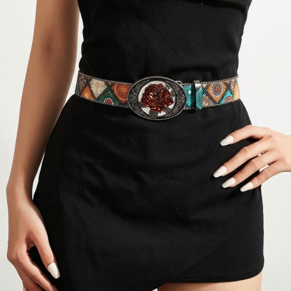 Rivet Design Women's Gothic Belt Rose Belt Buckle Punk Belt Waist Belt  Clothing Accessories