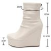 Fashion Wedges Ankle Boots Women Winter Autumn Shoes Fashion Faxu Leather Platform Women's Short Boots Sexy High Heels Black Shoes Femal