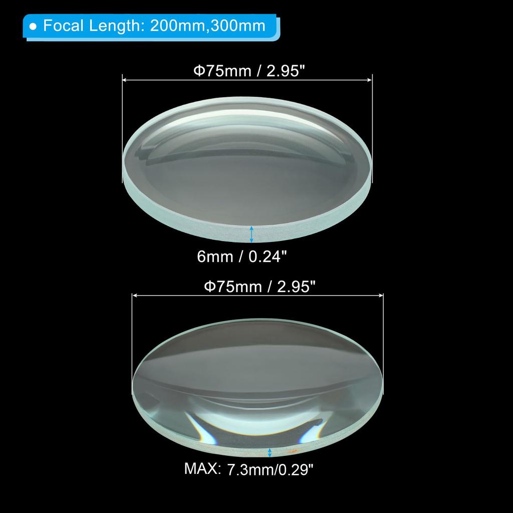 PATIKIL 20mm30mm Focal Length Biconvex and Biconcave Lens Set, Glass Optical Polished Round Edge Lenses for Physics Labs, Clear