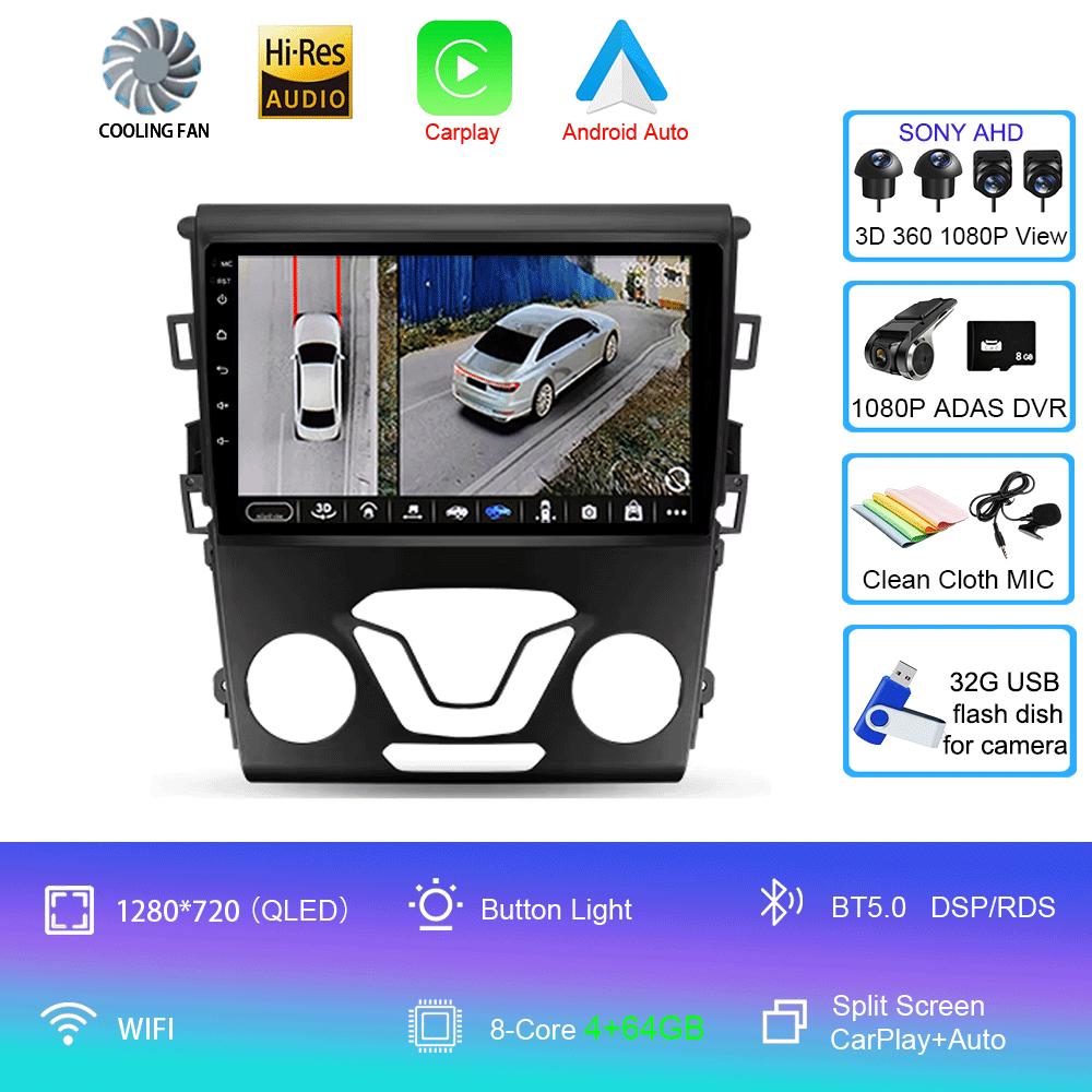 Car Radio Android 14 Carplay Auto 4G WIFI GPS For Ford Mondeo 5 Fusion 2012-2019 Multimedia Player Video Stereo Head Unit 2din