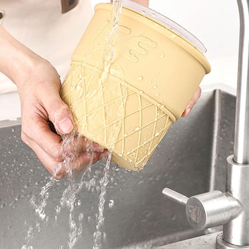 Silicone Ice Cream Container Double-layer Ice Bucket with Lid Dishwasher Safe Ice Making Mould Kitchen Accessories