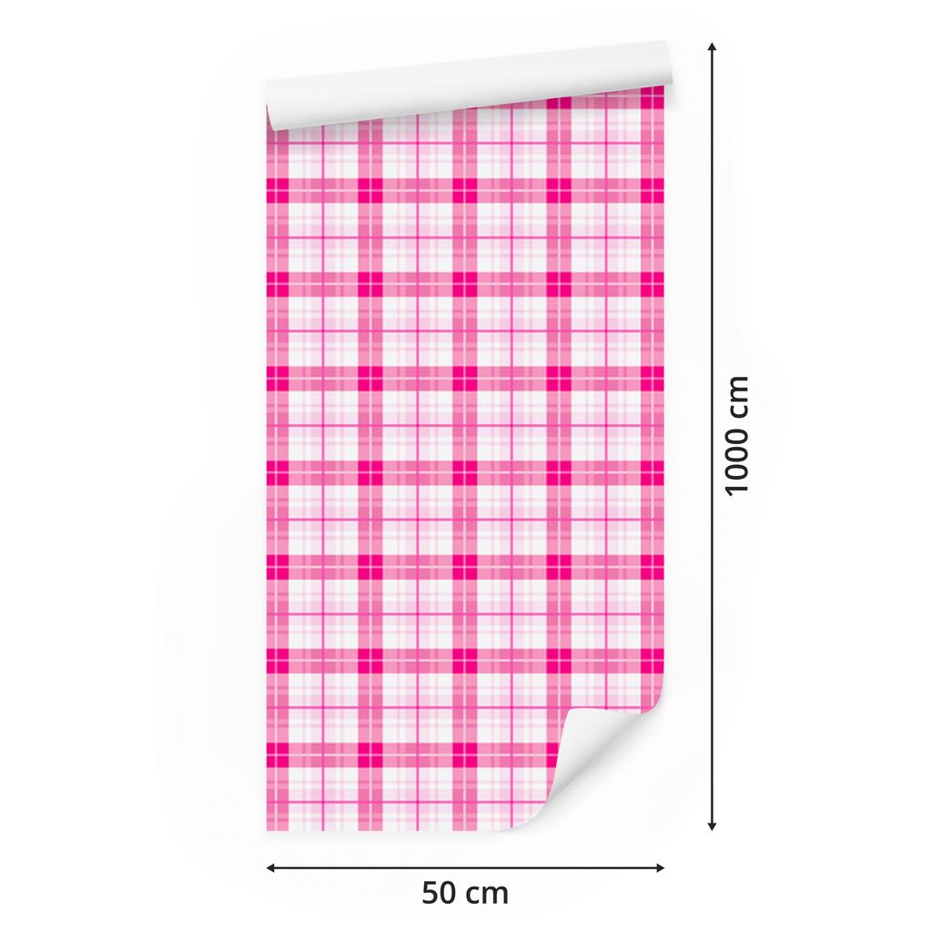Pink Checkered Wallpaper Powder Pink and White for Living Room and Bedroom 50x1000