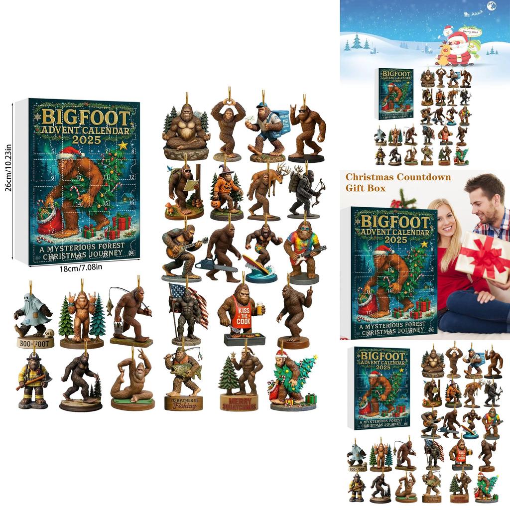Kerst Adventskalender Met Bigfoot Monster Acryl Feestdecoratie Voor Party Cadeaus