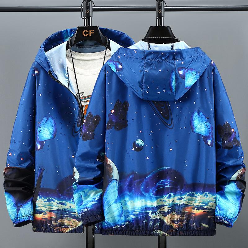 

Men s Summer Sun Protection Jacket: Lightweight, Breathable, Gradient Print, Hooded, Outdoor Fishing, Skin-Protective Trench Coat 7XL