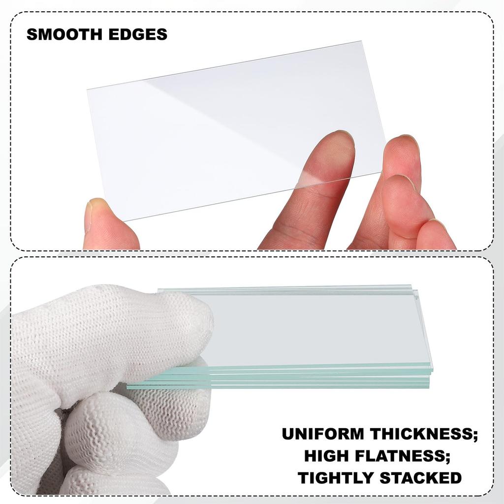 PATIKIL 40x80mm Glass Streak for Clear Optical Glass Smooth Edge High Uniform Thickness Plates, 4-Pack, Microscopes, Slides, Finish, Transparency,