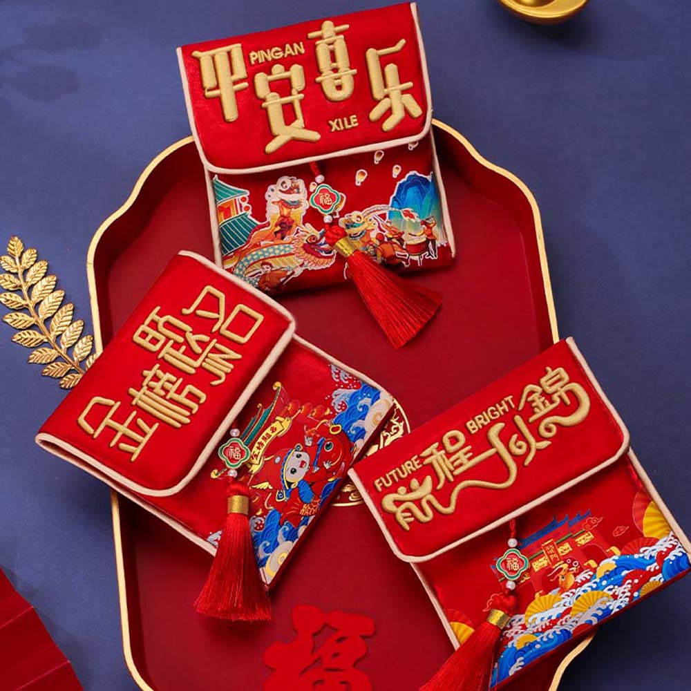 Polyester Children's Money Bag Embroidered Lucky Money Packet God of Wealth Red Pocket  Birthday