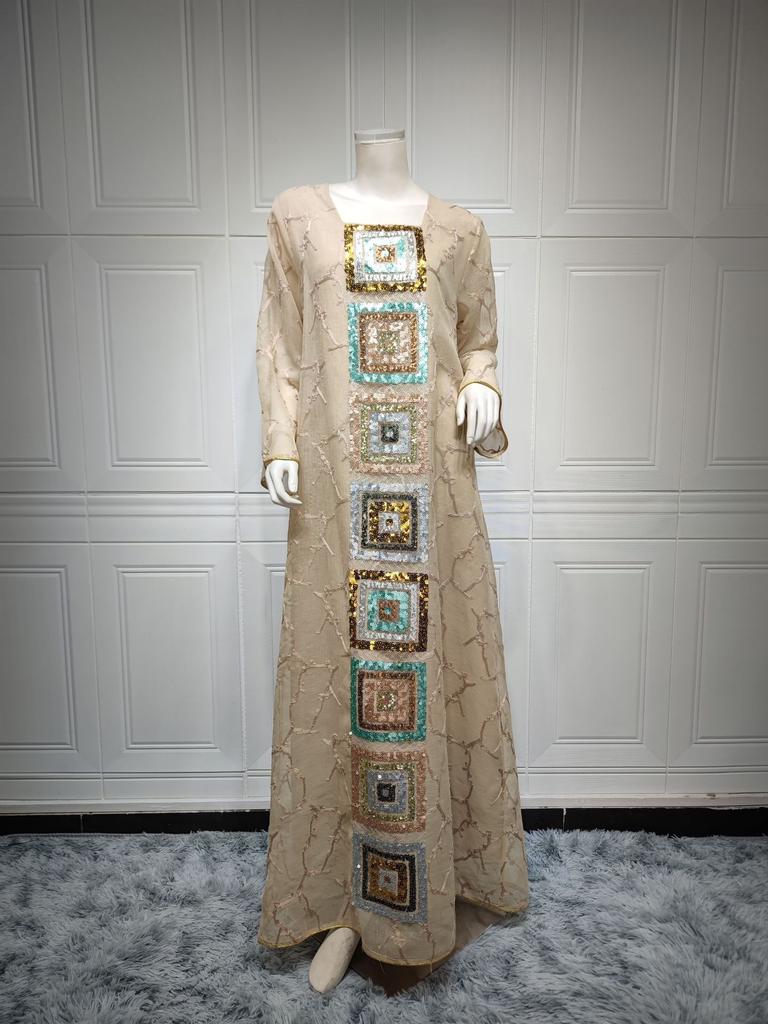 Muslim Women Embroidered Dubai Arabian Loose Dress Eid Robe