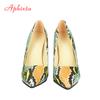 Fashion Aphixta Snake Prints Leather Pumps Women Shoes 10cm stiletto Heels Pointed Toe Office Party Dress Shoes Woman Big Size 42