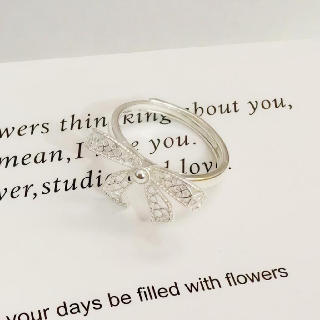 Sweet Bow Adjustable Open Ring for Women - Elegant & Fashionable Index Finger Accessory