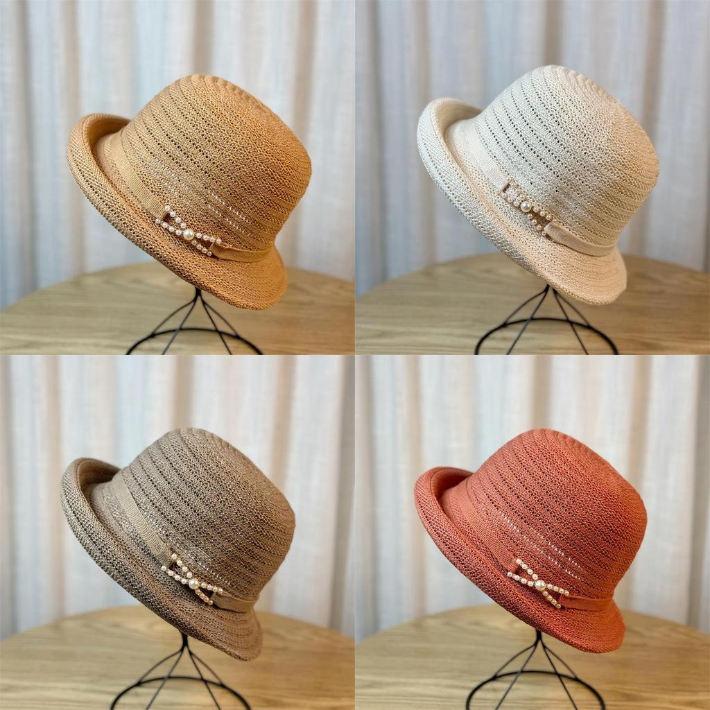 Chic Pearl Summer Hat For Women Lightweight Breathable Bucket Hat For Outdoor Activities