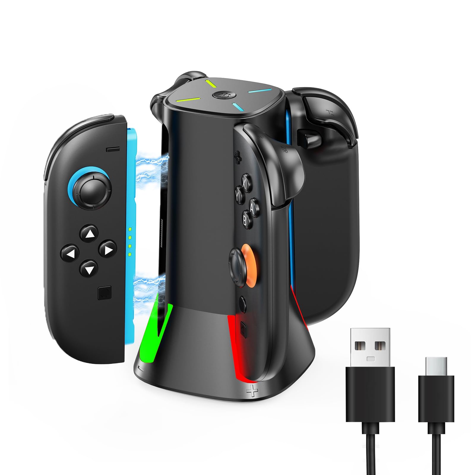 

Магнитная зарядная станция AriKroii для Switch 2 2 с новой 2 Заряжает до четырех 2 контроллеров Включает светодиодную индикацию зарядки и Joy-Con (Совместимый Joy-Con