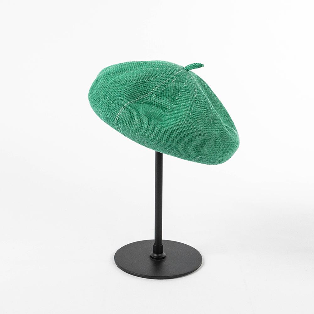 

Японский льняной вязаный берет для женщин - Дышащая защита от солнца, универсальная шляпка стюардессы M (56-58 cm)