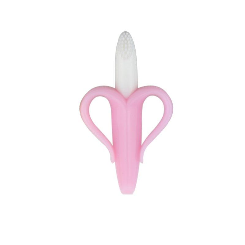 1 Stück Baby Silikon Trainingszahnbürste BPA Frei Bananenform Sicher Kleinkind Beißring Kauspielzeug Zahnungsring Geschenk für Säugling Baby Kauen