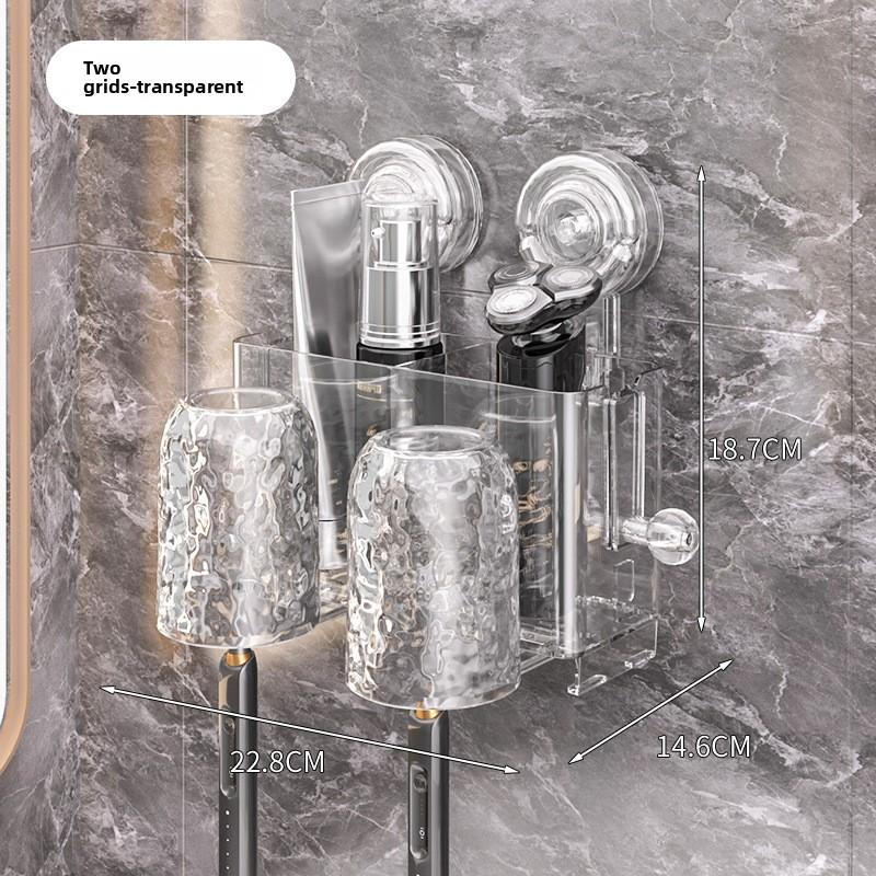 Home Suction Toothbrush Cup Storage Rack for Bathroom Storage, No Drilling Required, Wall-mounted Drinking Cup Storage Rack Two rows