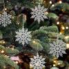 Christmas Snowflake Pendant 24pcs/set Glitter Plastic Tree Window Wall Decor