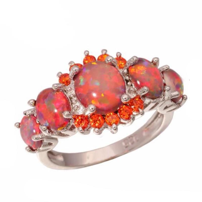 European  American Fashion Opal Diamond Women s Versatile Ring Size 9