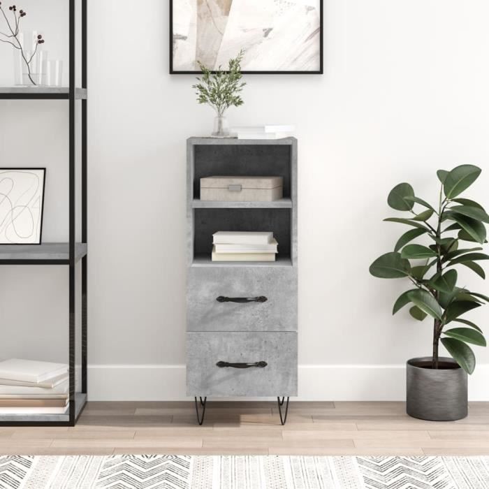 VidaXL Buffet Gris béton 34,5x34x90 cm Bois d'ingénierie 828664