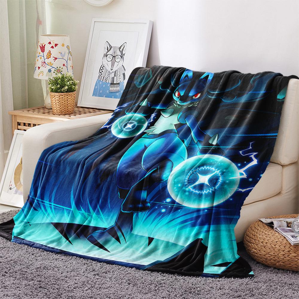 Lucario 2 Print Flannel Blanket, High quality Comfortable for All Seasons, Home Decor, Warmth and Comfort