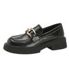 Loafers women's 2025 new spring and autumn black platform British style small leather shoes commuting single shoes versatile with skirt