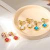 European and American Ins Plated 18K Gold Colored Zircon Stud Earrings Stainless Steel Waterproof Earrings Macaron Earrings High-end Women