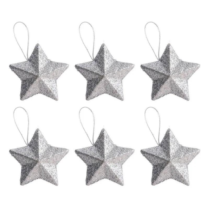 6Pcs Christmas Decoration Golden Five Pointed Star Pendant For Christmas Tree Decoration Party Home New Year Gift 2026 Accessory