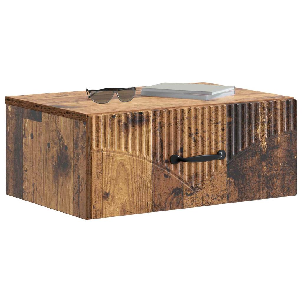 Wall Mounted Nightstand Reclaimed Wood Look 49 x 34.5 x 20 cm