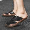 Fashion New 2024 Leather Beach Sandals Anti Slip Outdoor Men's Classic Slippers Plus Size 38-48 Plus Size Slippers