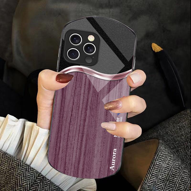 

Wood Grain Elements For IPhone 16 Pro Max 11 12 Mini 13 14 P Lus 15 Plus 7 8 Se 2020 X Xs Elliptical Tempered Glass Phone Case For iPhone 16 Promax
