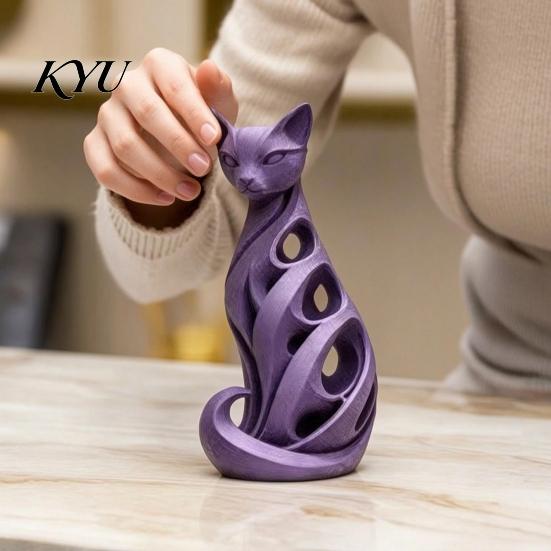 Modern Indoor Decorations Spiral Cat Sculpture Resin Ornament, Creative Twisted Statue, Artistic Decorative Ornaments Desktop Decor for Home