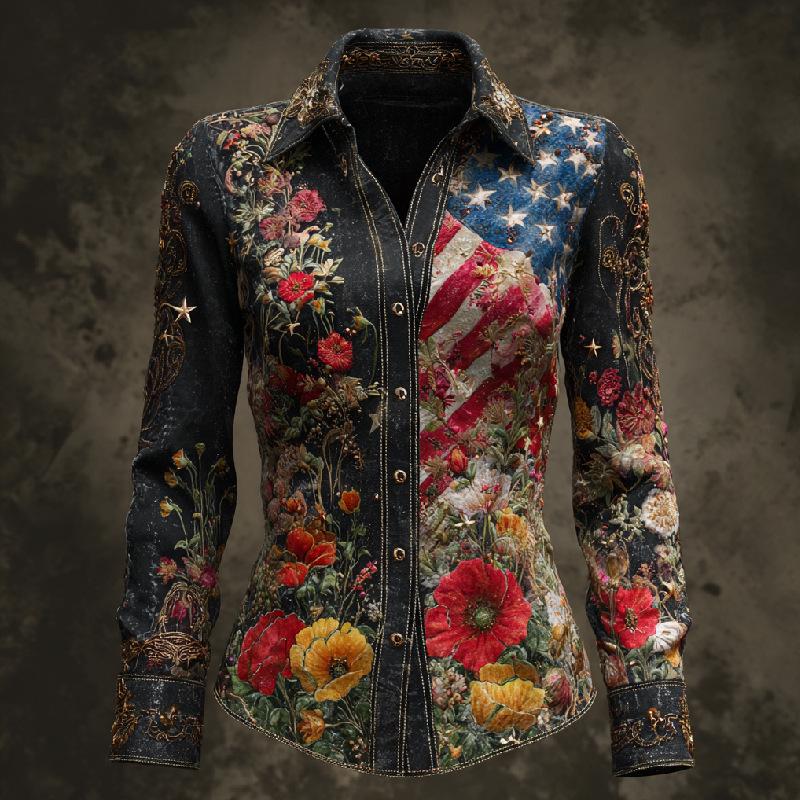 Women's Spring 2026 3D Retro Pattern Print Shirt