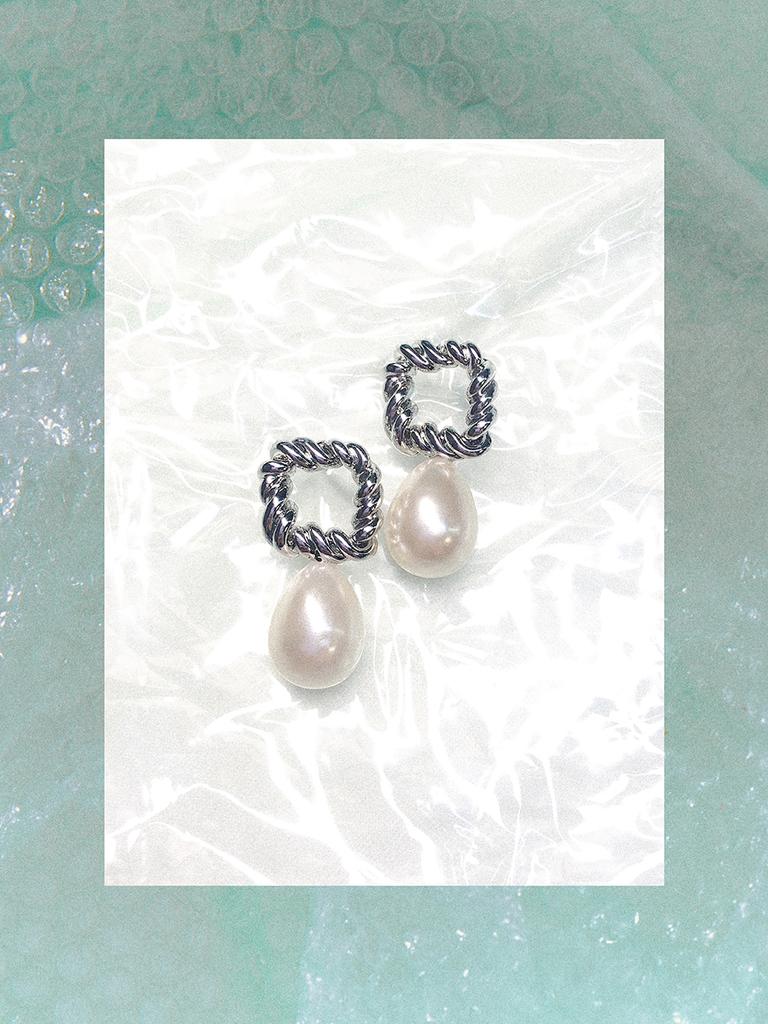 One Enough Square Pearl Earrings