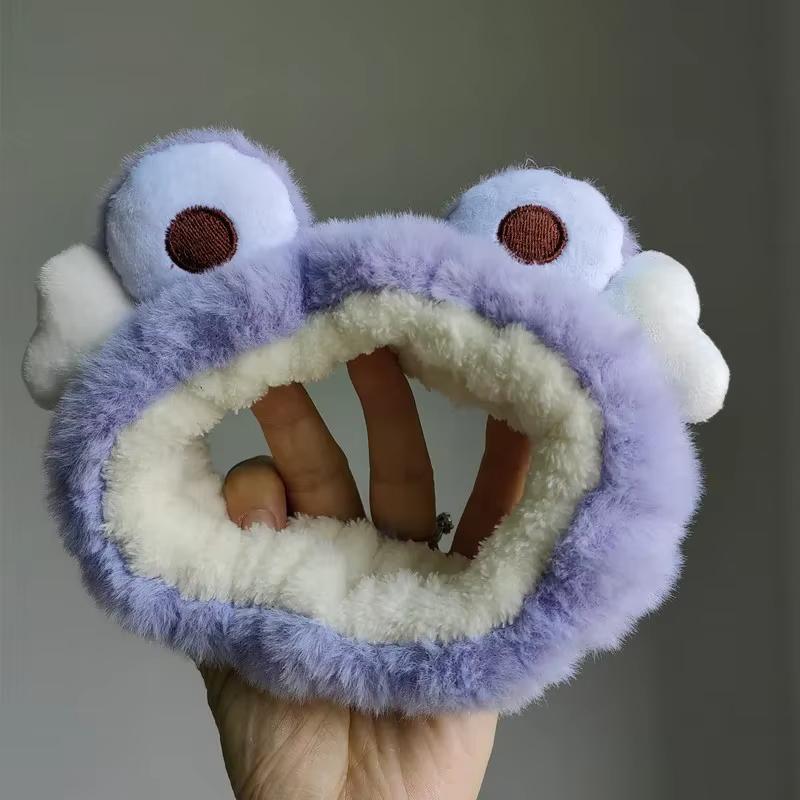 Lady Frisch und Niedlich Gesicht Haarband Netzrot Cartoon Lustig Plüsch Stirnband Kleiner Frosch Haarschmuck
