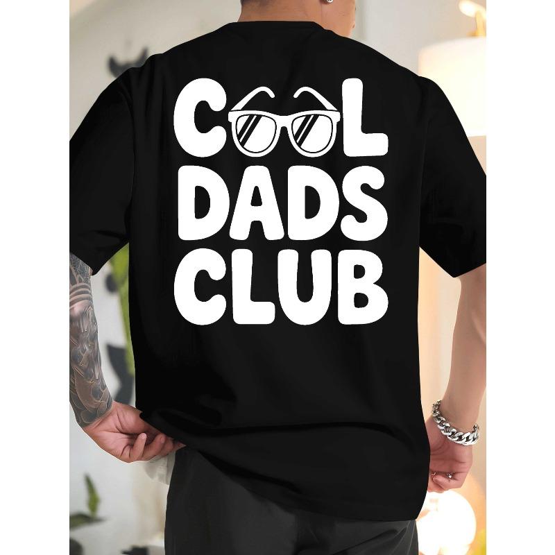 

European Size Cool Dads Club Men s Summer Short-Sleeve T-Shirt with Back Print - Breathable Round Neck Casual Top, Regular Fit for Vacation S чёрный