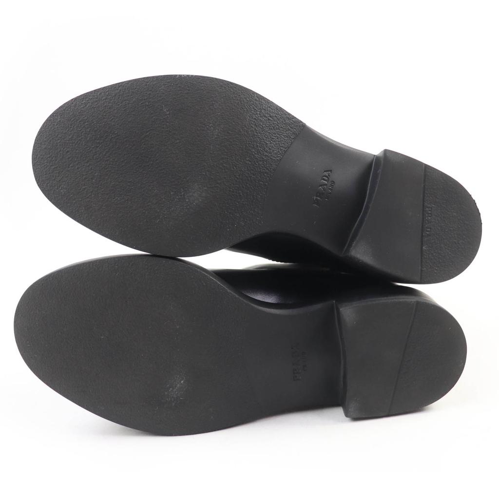 Excellent PRADA short boots Triangle logo Re-Nylon leather black leather Women 35.5 1U682M Used