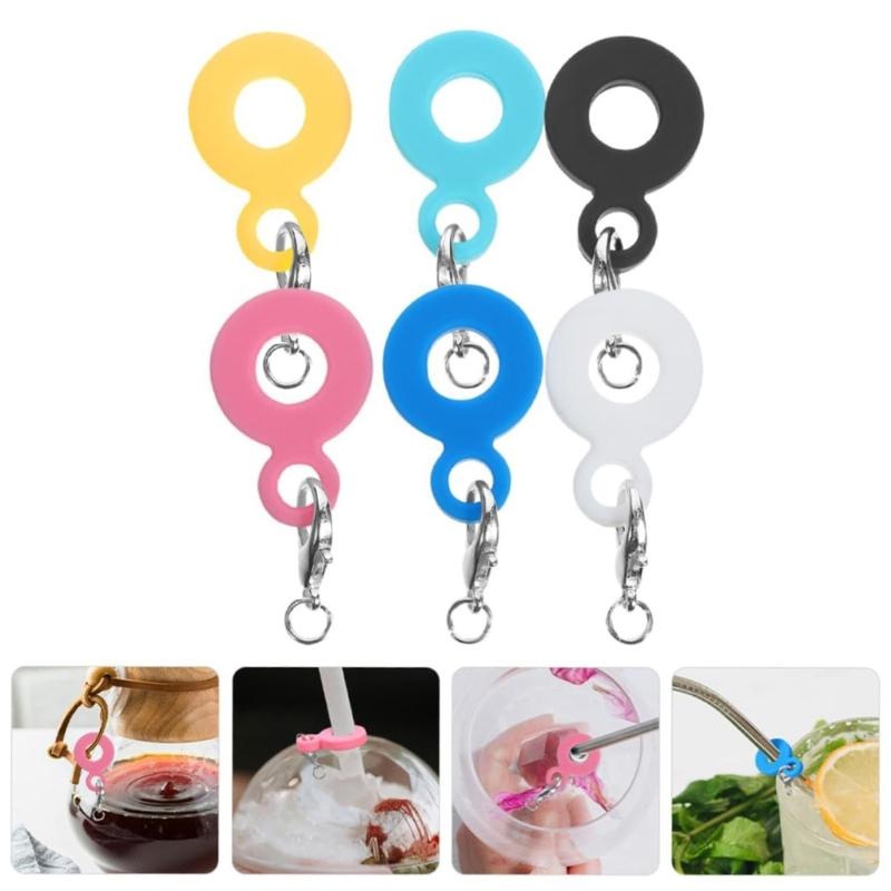 Hanging Straw Charm Silicone Cup Pendant Keychain Accessory Reusable Drinkware Charm Silicone Texture for Beverage