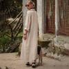 Spring Long Dress Summer Maxi Loose Turn-down Collar Sleeves Pure Color Casual Solid Single-breasted Cardigan OL Commute Daily Wear Women Lightweight