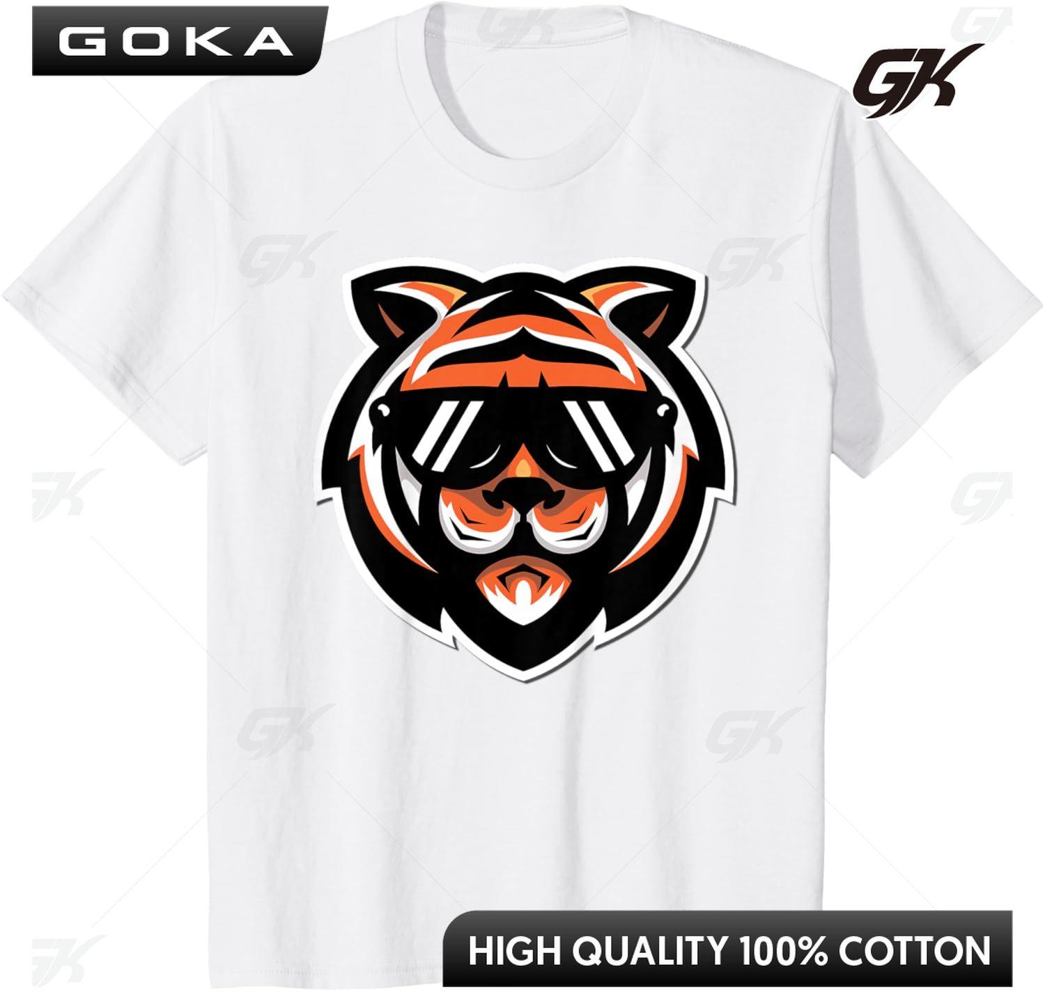 Summer Men 100 Pure Cotton Cool Bengal Tiger with Sunglasses Printed Graphic TShirt Comfortable Round Short Sleeved Tops S