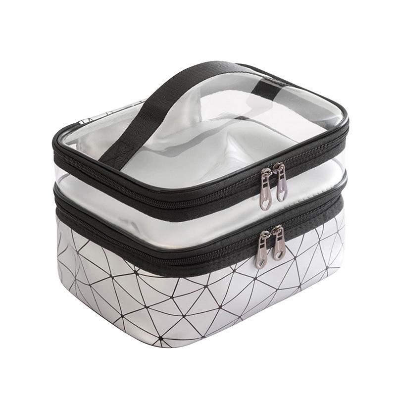 Large Capacity Double Layer Makeup Bag Portable Toiletry Bag with Compartment Travel Makeup Bag for Women Travel Essentials