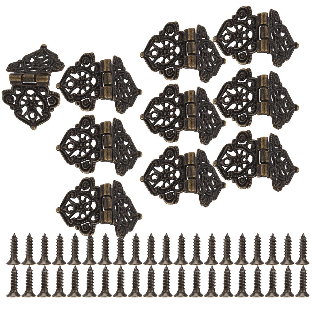Antique Decorative Hinges Green Bronze Printing Zinc Alloy Furniture Wooden Box Gift Box DIY Hinges