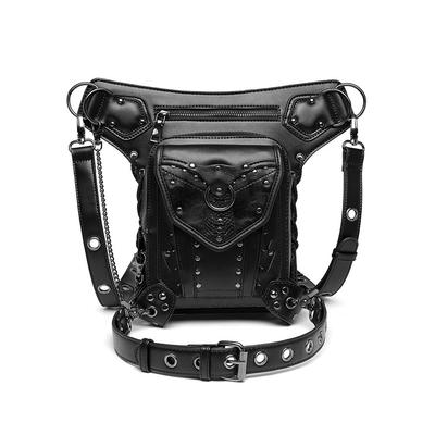 Steampunk-strukturierte Kettentasche, Motorrad Lady Single-Shoulder Crossbody Bag, Multi-Shoulder Taillentasche
